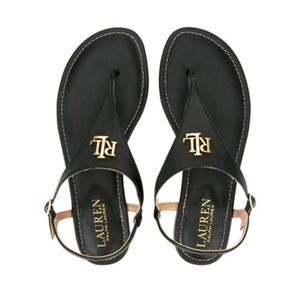 NWOT Ralph Lauren Ellington Sandals Black Leather Size 8.5